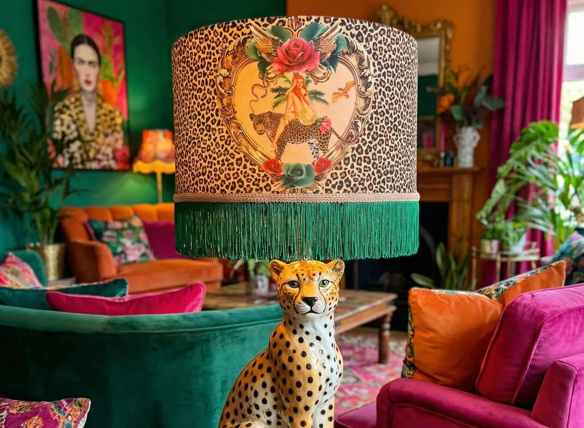 Fringed Drum Lampshade in Velvet