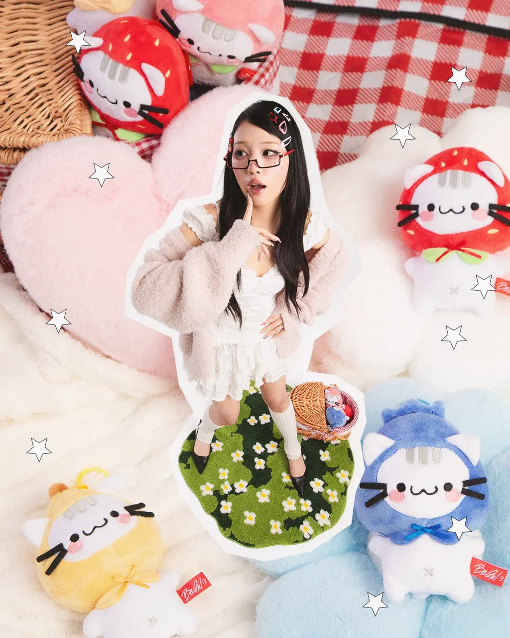 Fruit Cat Collectible Plush Blind Box, 15 cm Display Doll