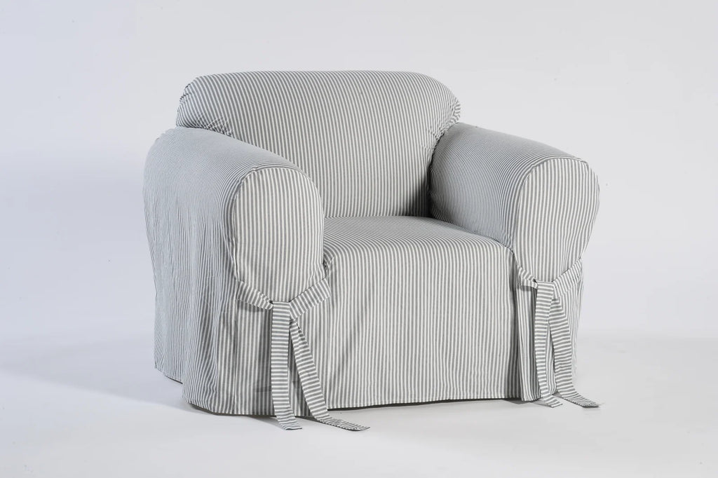 Furniture Slipcover in Heavy 100% Cotton Twill, Blue-Chair-Solid