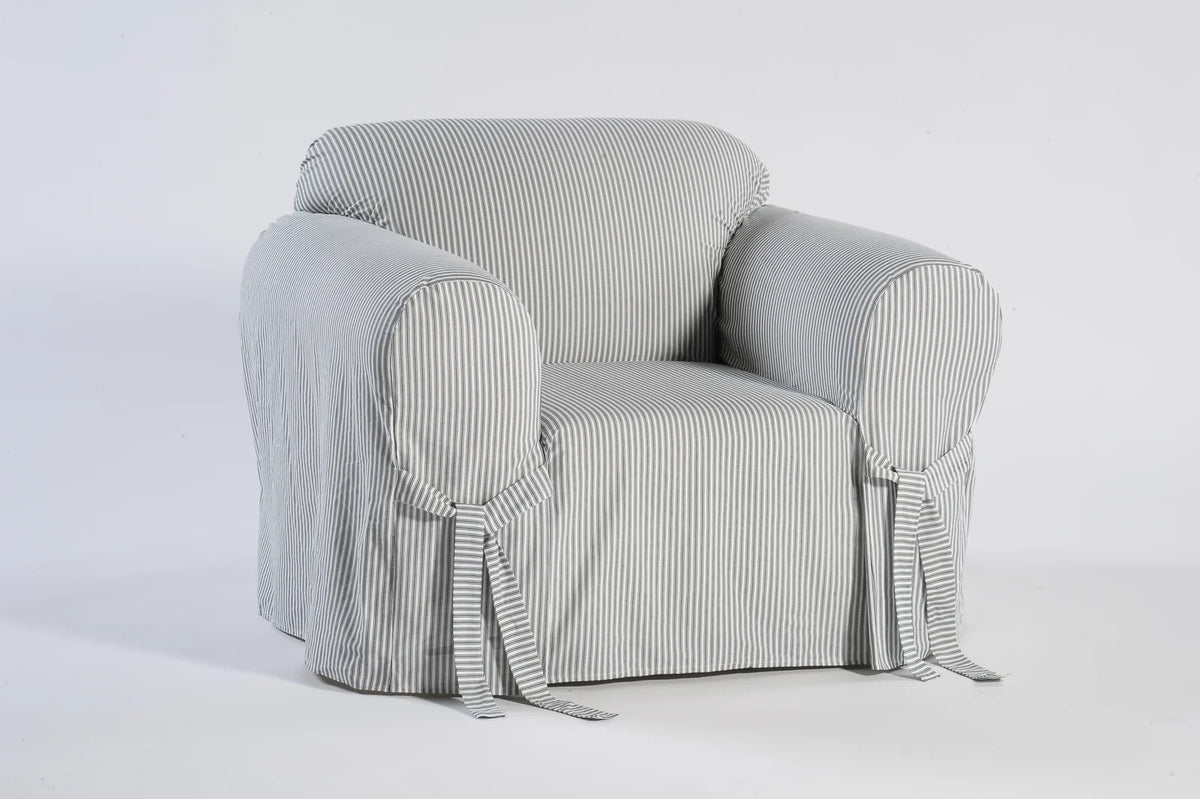 Furniture Slipcover in Heavy 100% Cotton Twill, Blue-Chair-Solid
