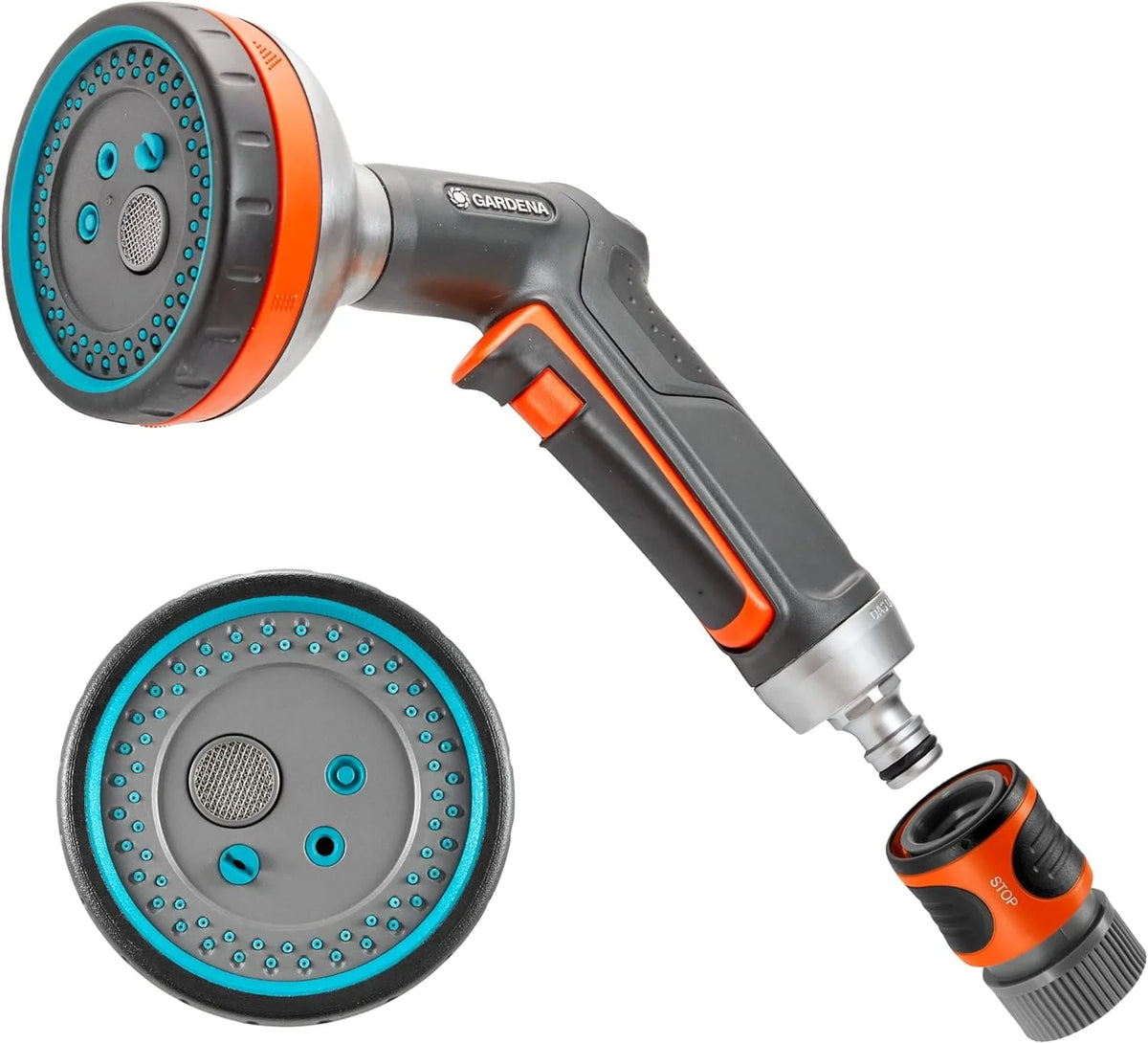 Garden Hose Spray Nozzle with Five Spray Patterns and a Lockable Front Trigger for Versatile Watering