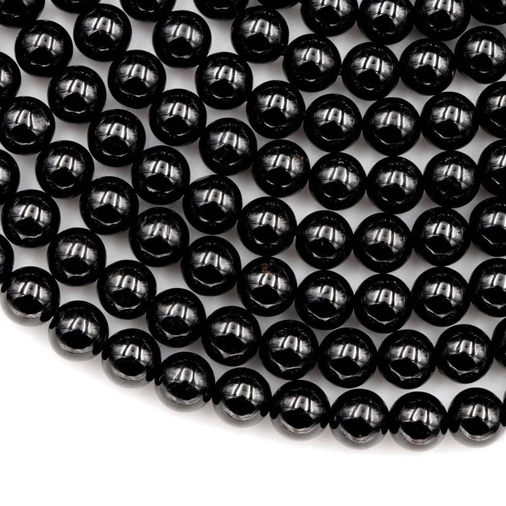 Gemstone Beads in Natural Black Tourmaline, Mirror-Polished