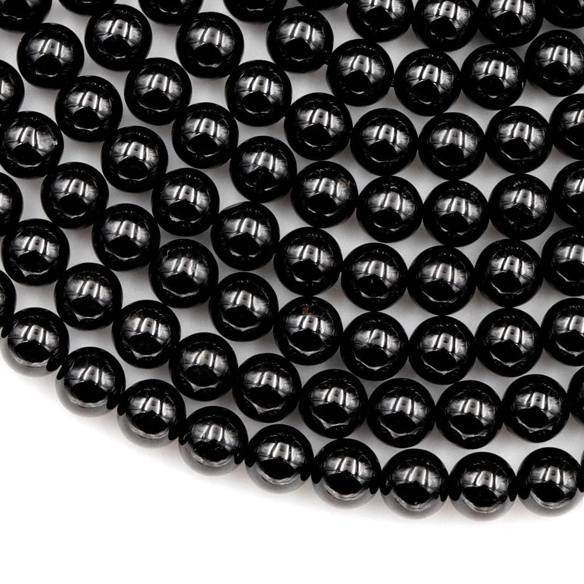 Gemstone Beads in Natural Black Tourmaline, Mirror-Polished