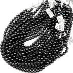 Gemstone Beads in Natural Black Tourmaline, Mirror-Polished