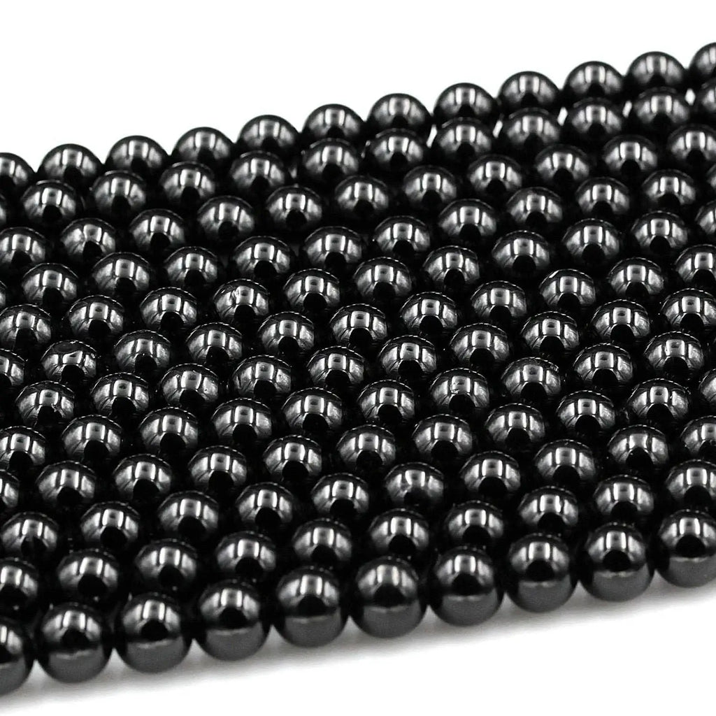 Gemstone Beads in Natural Black Tourmaline, Mirror-Polished