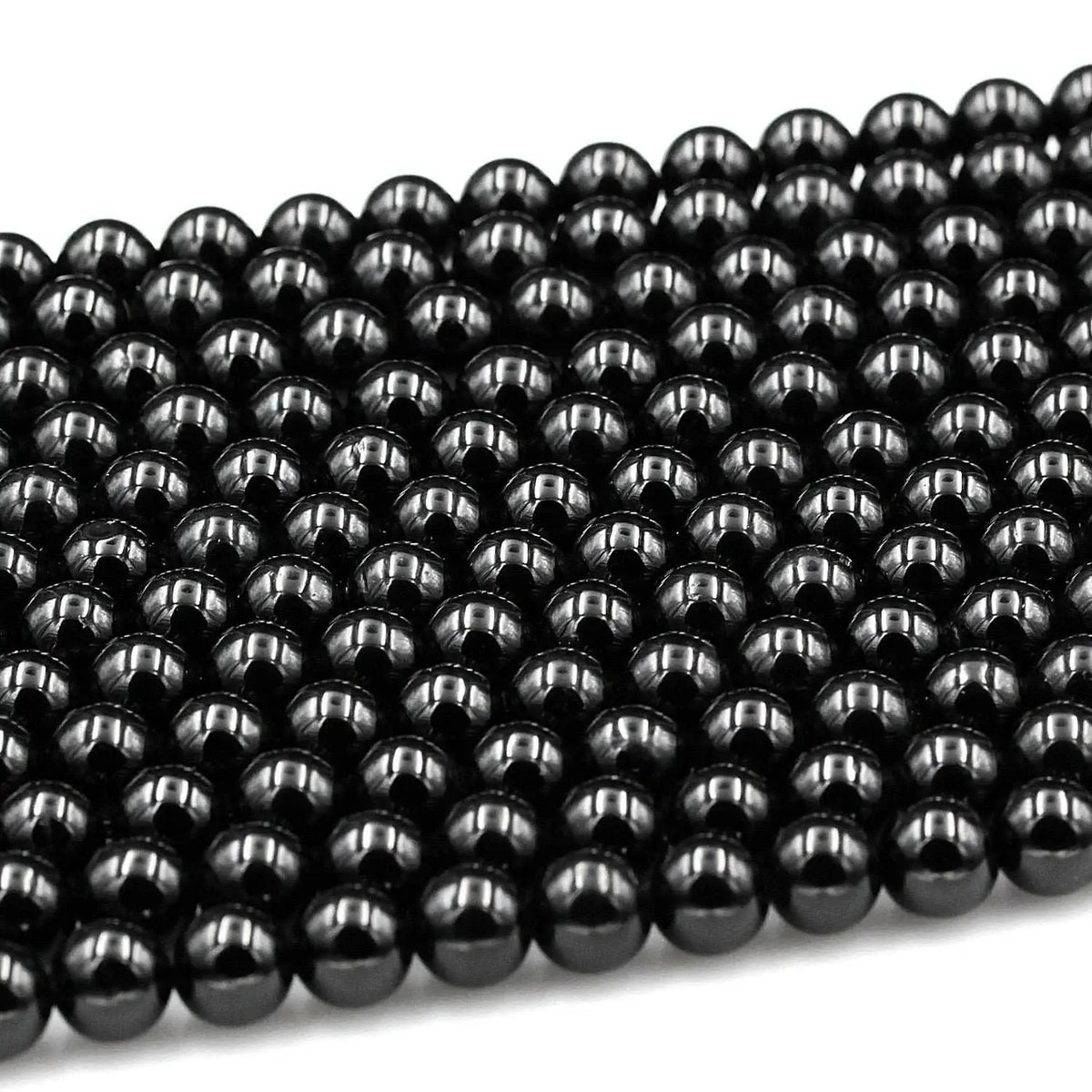 Gemstone Beads in Natural Black Tourmaline, Mirror-Polished