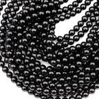 Gemstone Beads in Natural Black Tourmaline, Mirror-Polished