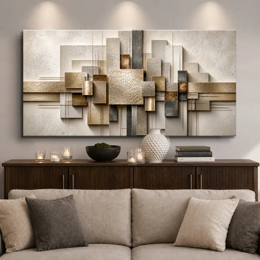 Geometric Canvas Wall Art in a Premium Gallery Wrap, Featuring a 3D-Like Design and Ready to Hang