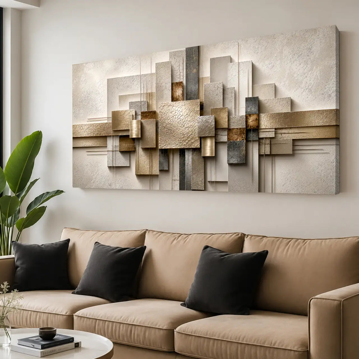 Geometric Canvas Wall Art in a Premium Gallery Wrap, Featuring a 3D-Like Design and Ready to Hang