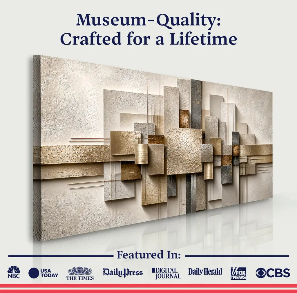 Geometric Canvas Wall Art in a Premium Gallery Wrap, Featuring a 3D-Like Design and Ready to Hang