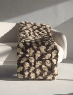 Ghost Print Blanket in Rich Brown and Tan, Soft Stretchy Plush for Cozy Halloween Evenings at Home