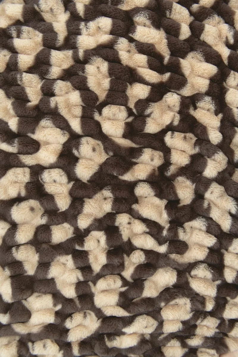 Ghost Print Blanket in Rich Brown and Tan, Soft Stretchy Plush for Cozy Halloween Evenings at Home