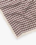 Gingham Linen Tablecloth in Brown and Off-White