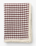 Gingham Linen Tablecloth in Brown and Off-White