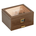 Glass Top Humidor with 5mm Cedar Lining, Digital Hygrometer, Peg System and Integrated Hydro Humidity Setup