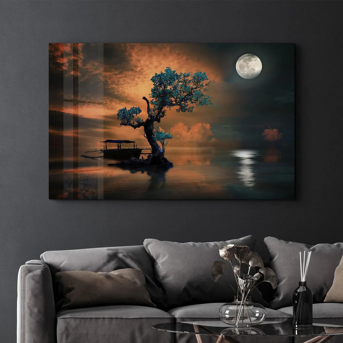 Glass Wall Art in a Modern Horizontal Design
