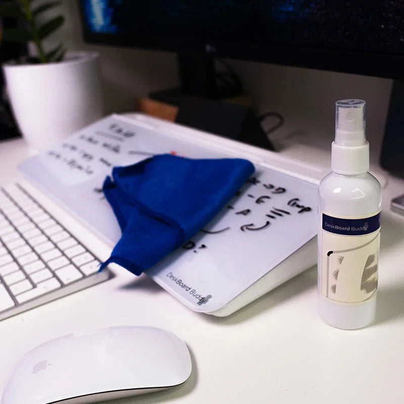 Glass Whiteboard Cleaning Kit with 100mL Ammonia-Free Cleaning Solution and a Soft Microfiber Cloth