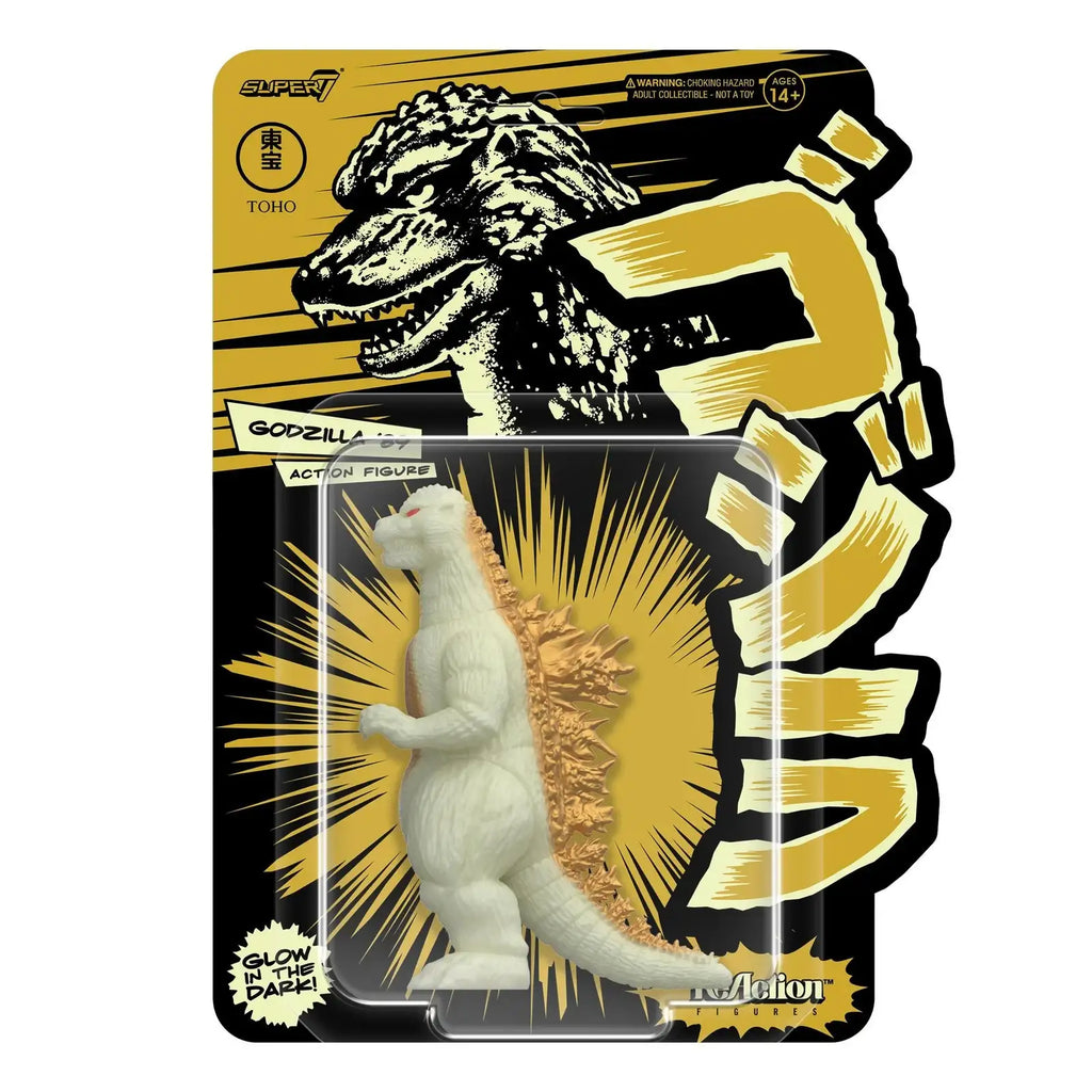 Godzilla 1989 Glow Action Figure with Metallic Chest and Spikes, Red Eyes and Articulated 3.75-Inch ReAction Design