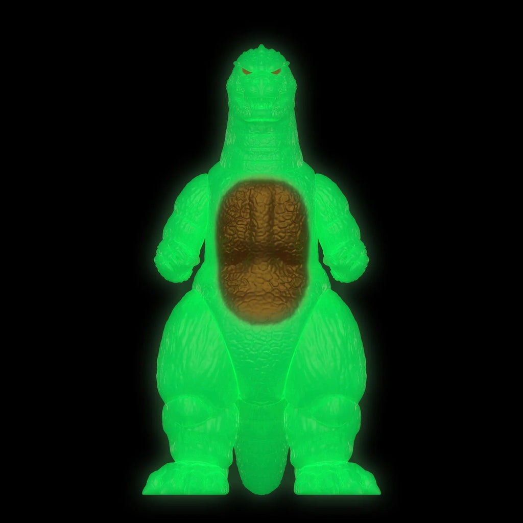 Godzilla 1989 Glow Action Figure with Metallic Chest and Spikes, Red Eyes and Articulated 3.75-Inch ReAction Design