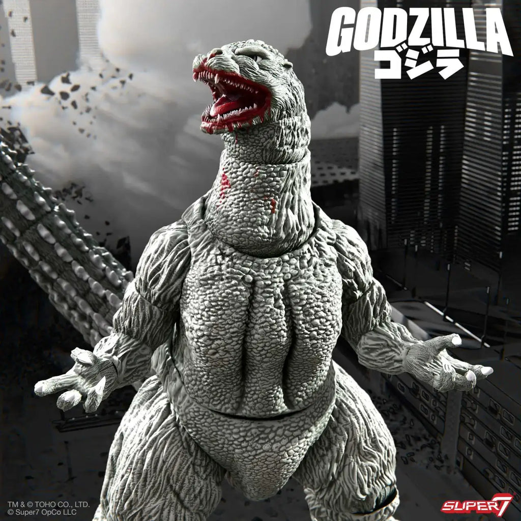 Godzilla 1989 Greyscale Comic Book Action Figure with 19-Point Articulation, Two Heads and Interchangeable Claws