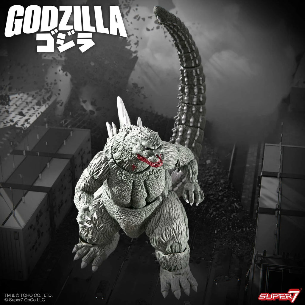 Godzilla 1989 Greyscale Comic Book Action Figure with 19-Point Articulation, Two Heads and Interchangeable Claws