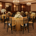 Gold Sequin Round Tablecloth, 120-Inch Diameter on a Taffeta Base