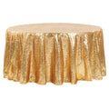 Gold Sequin Round Tablecloth, 120-Inch Diameter on a Taffeta Base