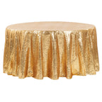 Gold Sequin Round Tablecloth, 120-Inch Diameter on a Taffeta Base