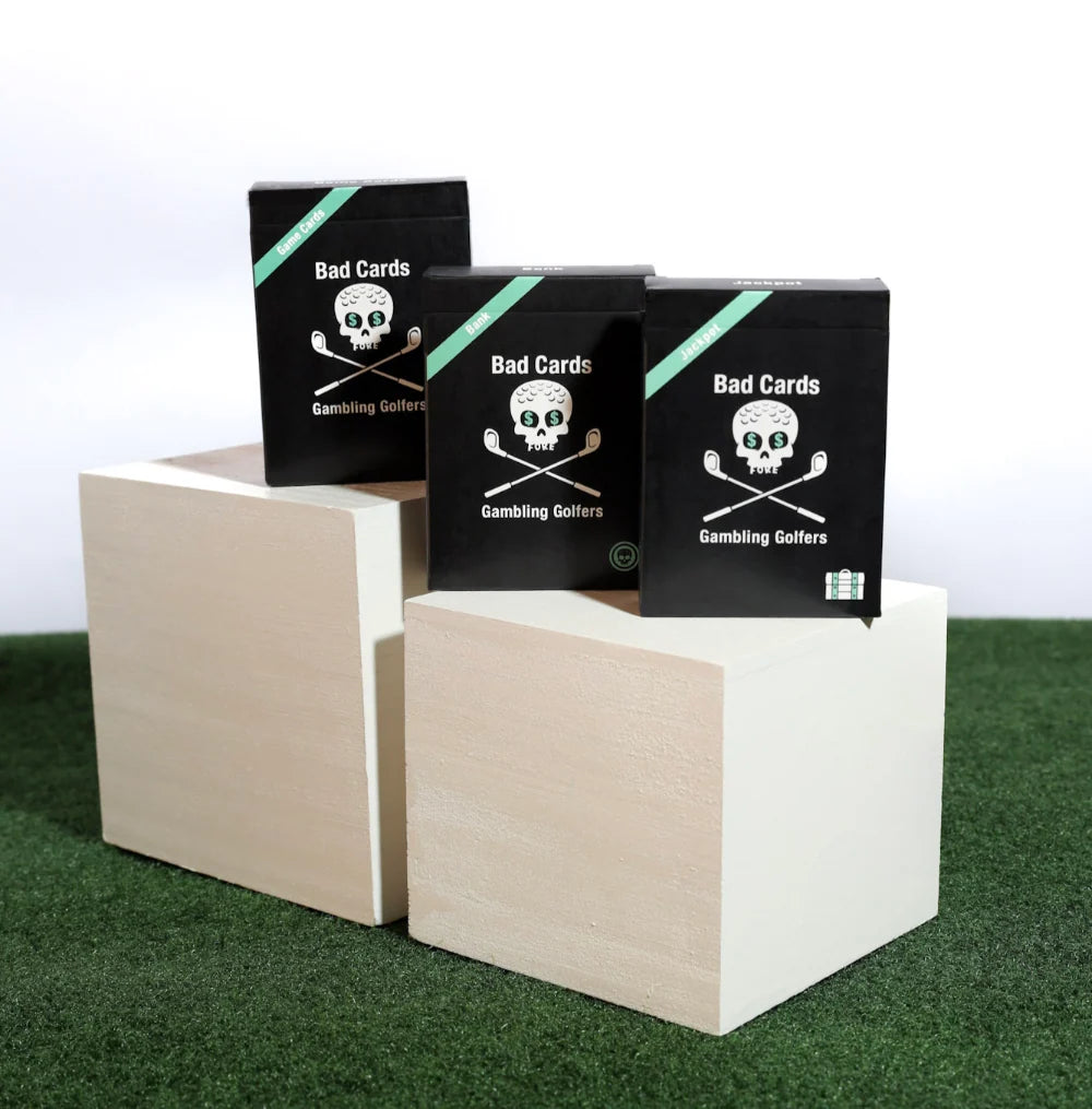 Golf Gambling Card Game with 55 Game Cards and 110 Currency Cards for Wagering Fun · Golf-themed wagering gameplay