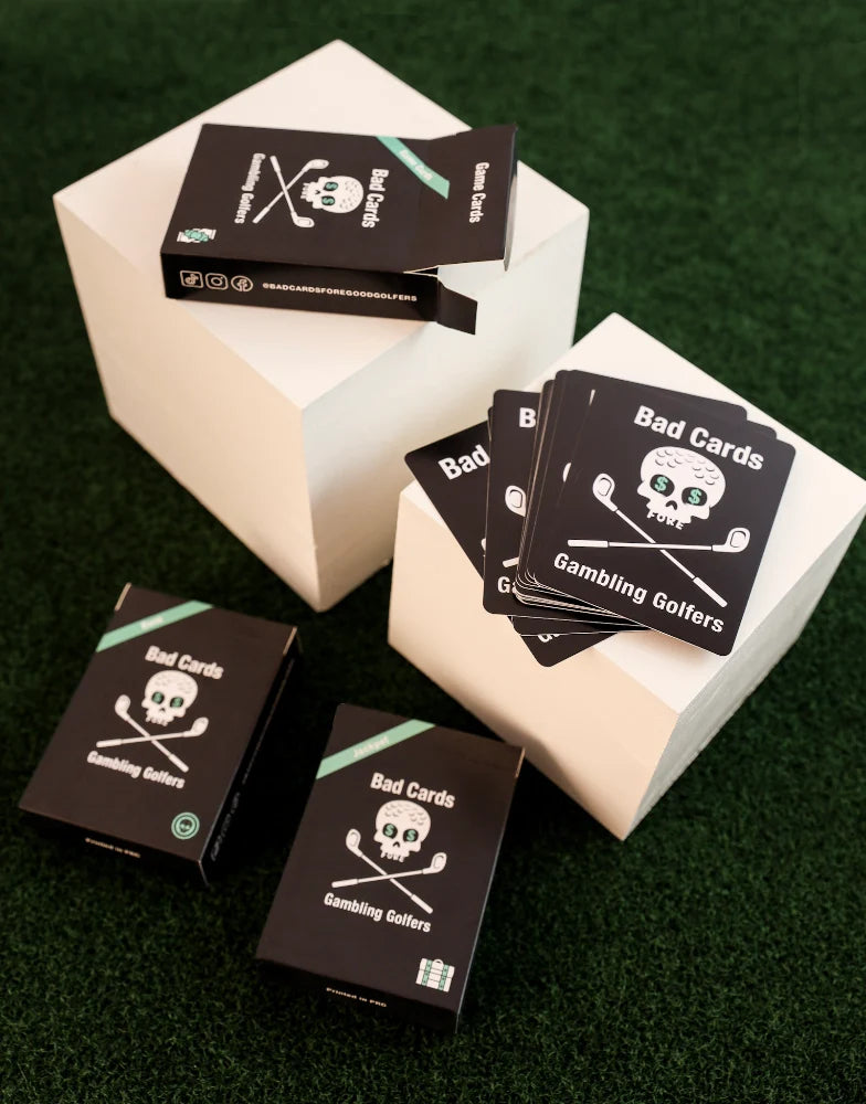 Golf Gambling Card Game with 55 Game Cards and 110 Currency Cards for Wagering Fun · Golf-themed wagering gameplay