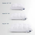 Goose Down Pillow with 750 Fill Power and Twisted Airflow Design in Standard, Queen, or King Sizes