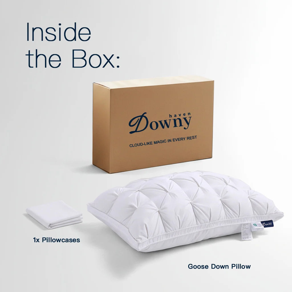 Goose Down Pillow with 750 Fill Power and Twisted Airflow Design in Standard, Queen, or King Sizes