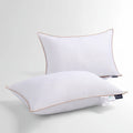 Goose Down Pillow with 800 Fill Power Hungarian Down, Hotel-Style Gold Stripe Design in Standard, Queen, or King Sizes