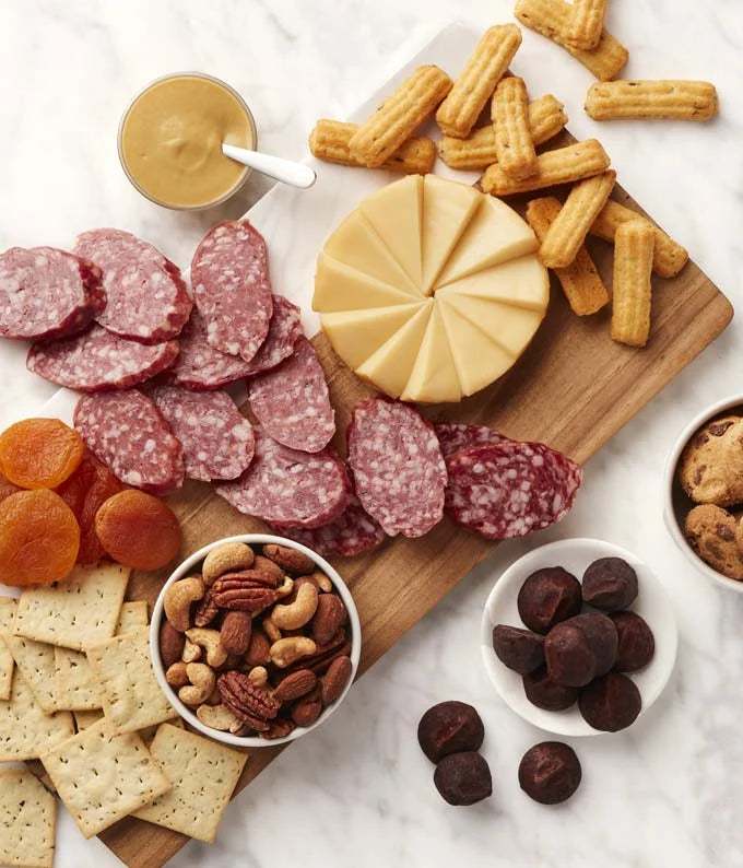 Gourmet Gift Basket with Smoked Gouda, Dry Salami, Crackers, Sweets and Personalized Message Card