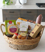 Gourmet Gift Basket with Smoked Gouda, Dry Salami, Crackers, Sweets and Personalized Message Card