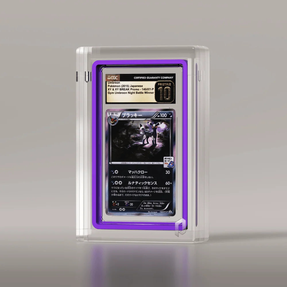 Graded Card Display Case in Crystal Acrylic, Featuring a Two-Piece Design and Neodymium Magnetic Closure