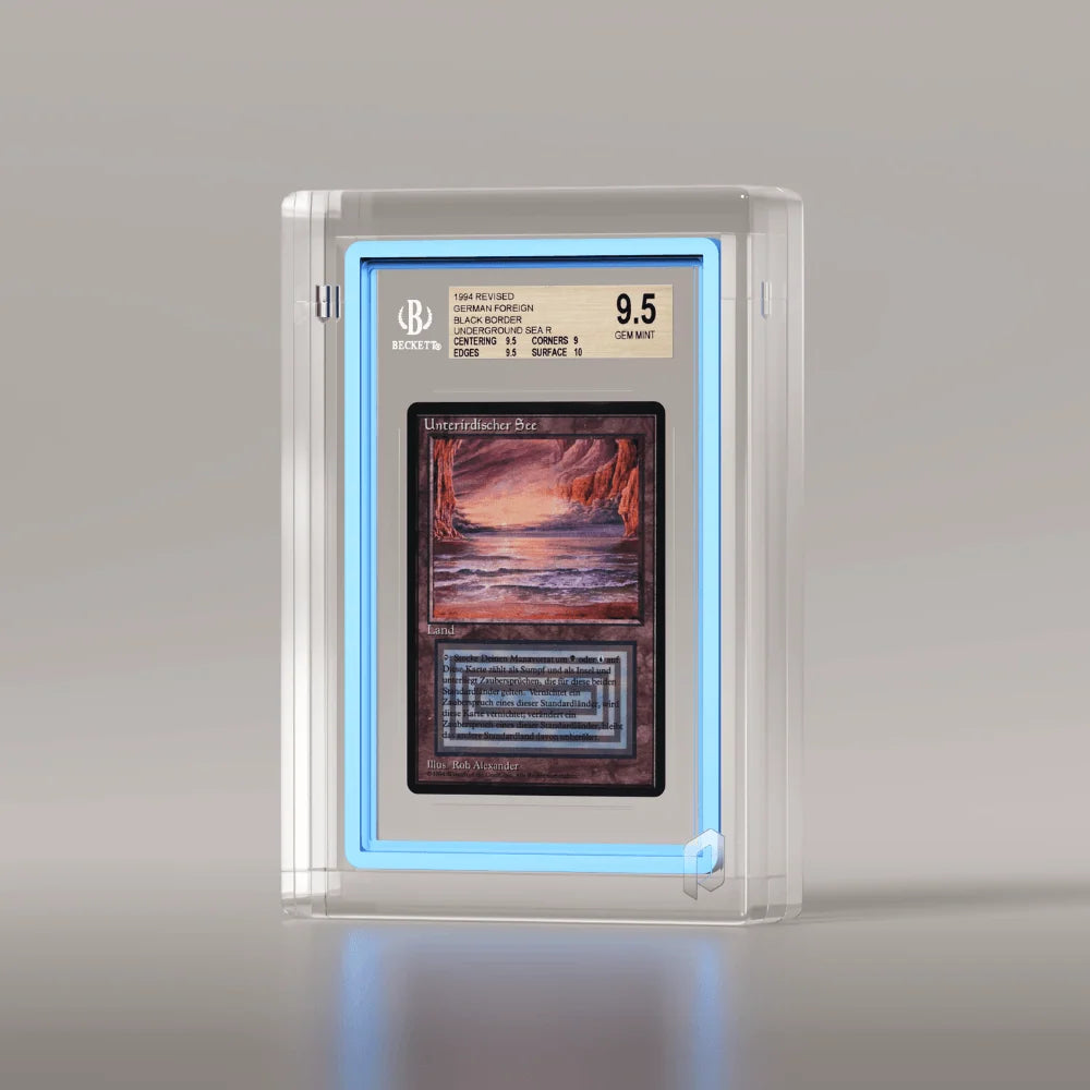 Graded Card Display Case in Crystal Acrylic, Featuring a Two-Piece Design and Neodymium Magnetic Closure