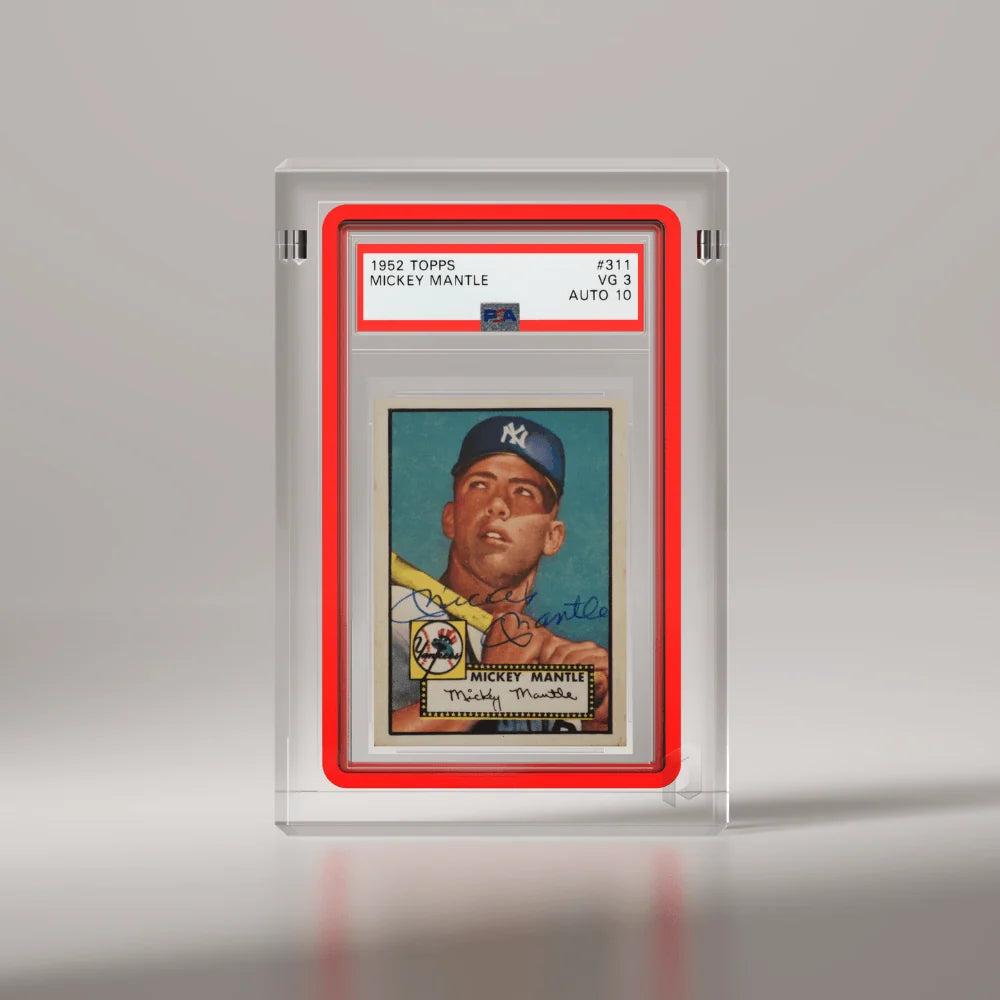 Graded Card Display Case in Crystal Acrylic, Featuring a Two-Piece Design and Neodymium Magnetic Closure