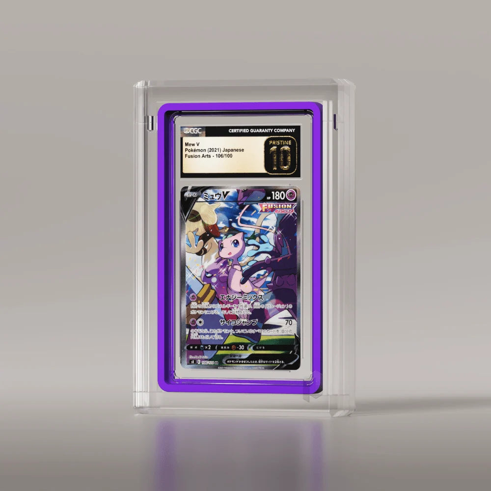 Graded Card Display Case in Crystal Acrylic, Featuring a Two-Piece Design and Neodymium Magnetic Closure