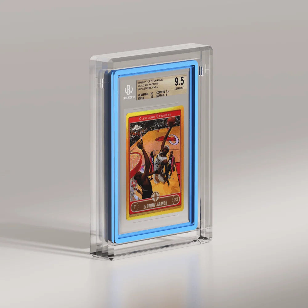 Graded Card Display Case in Crystal Acrylic, Featuring a Two-Piece Design and Neodymium Magnetic Closure