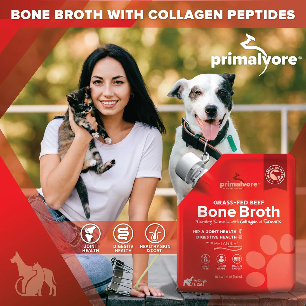 Grass-Fed Beef Bone Broth for Dogs and Cats with Collagen Peptides in a Mealtime Mobility Formula