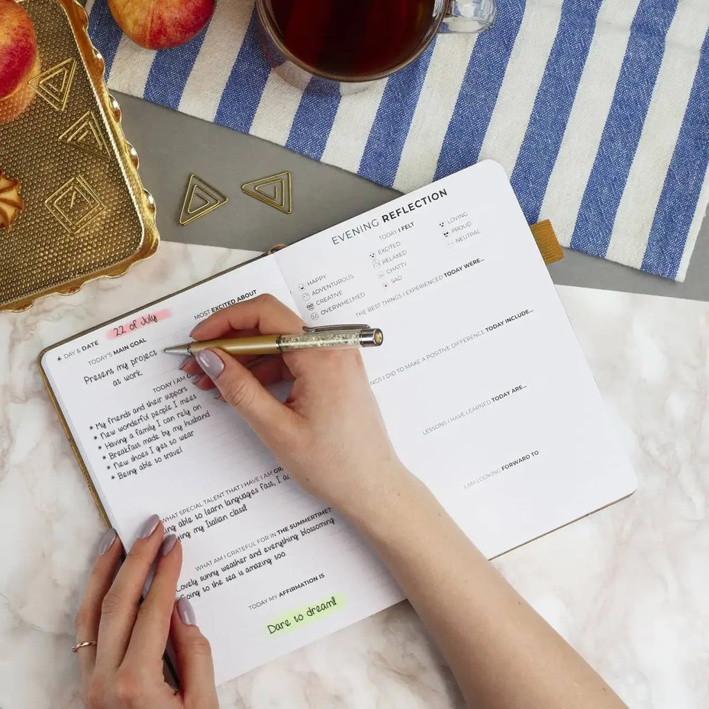 Gratitude Journal with 3-Month Guided Prompts, Daily Reflections, Weekly Trackers and A5 Writing Space