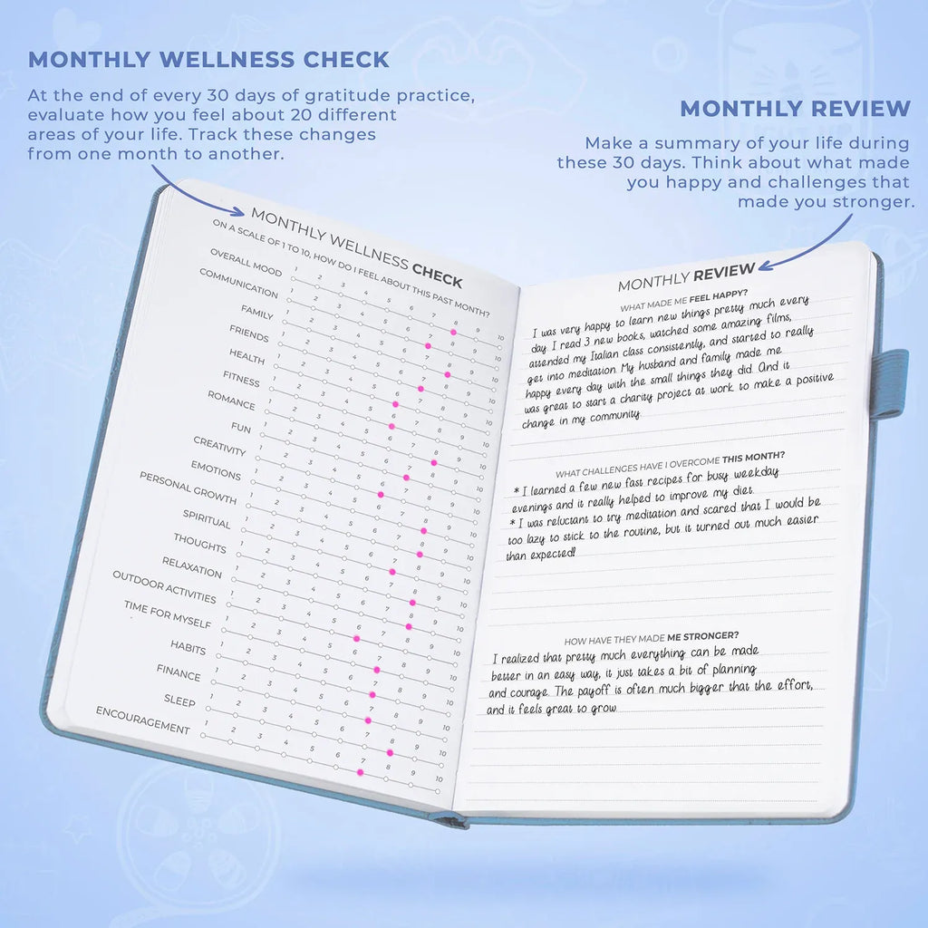 Gratitude Journal with 3-Month Guided Prompts, Daily Reflections, Weekly Trackers and A5 Writing Space