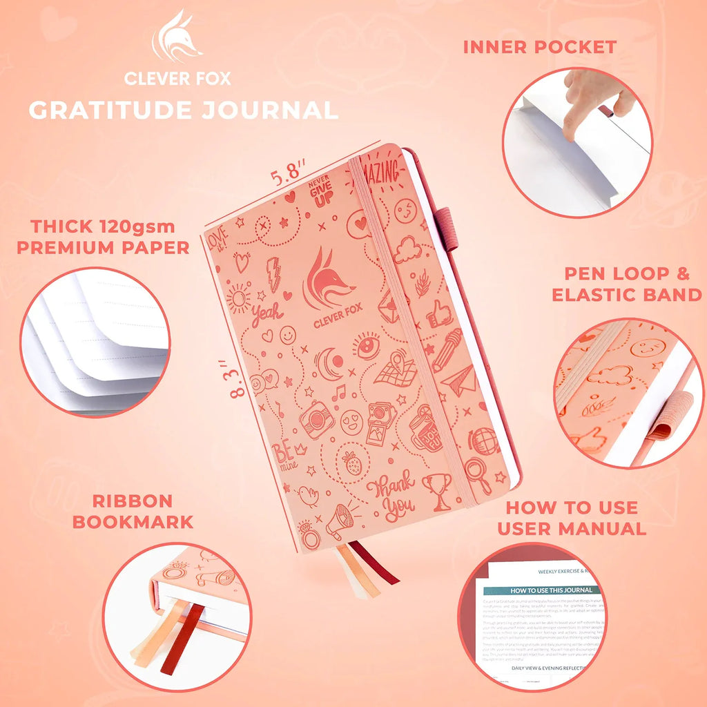 Gratitude Journal with 3-Month Guided Prompts, Daily Reflections, Weekly Trackers and A5 Writing Space