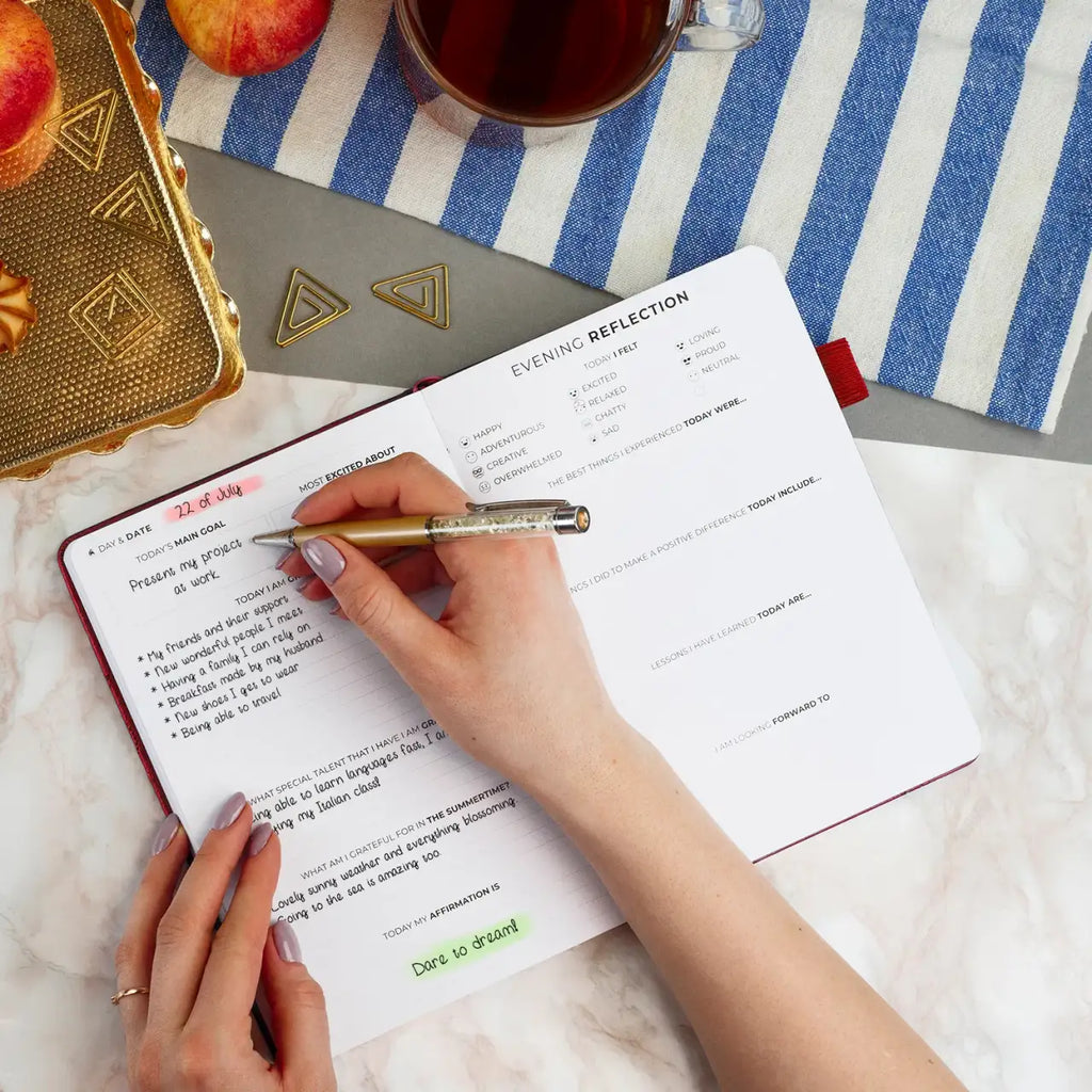 Gratitude Journal with 3-Month Guided Prompts, Daily Reflections, Weekly Trackers and A5 Writing Space