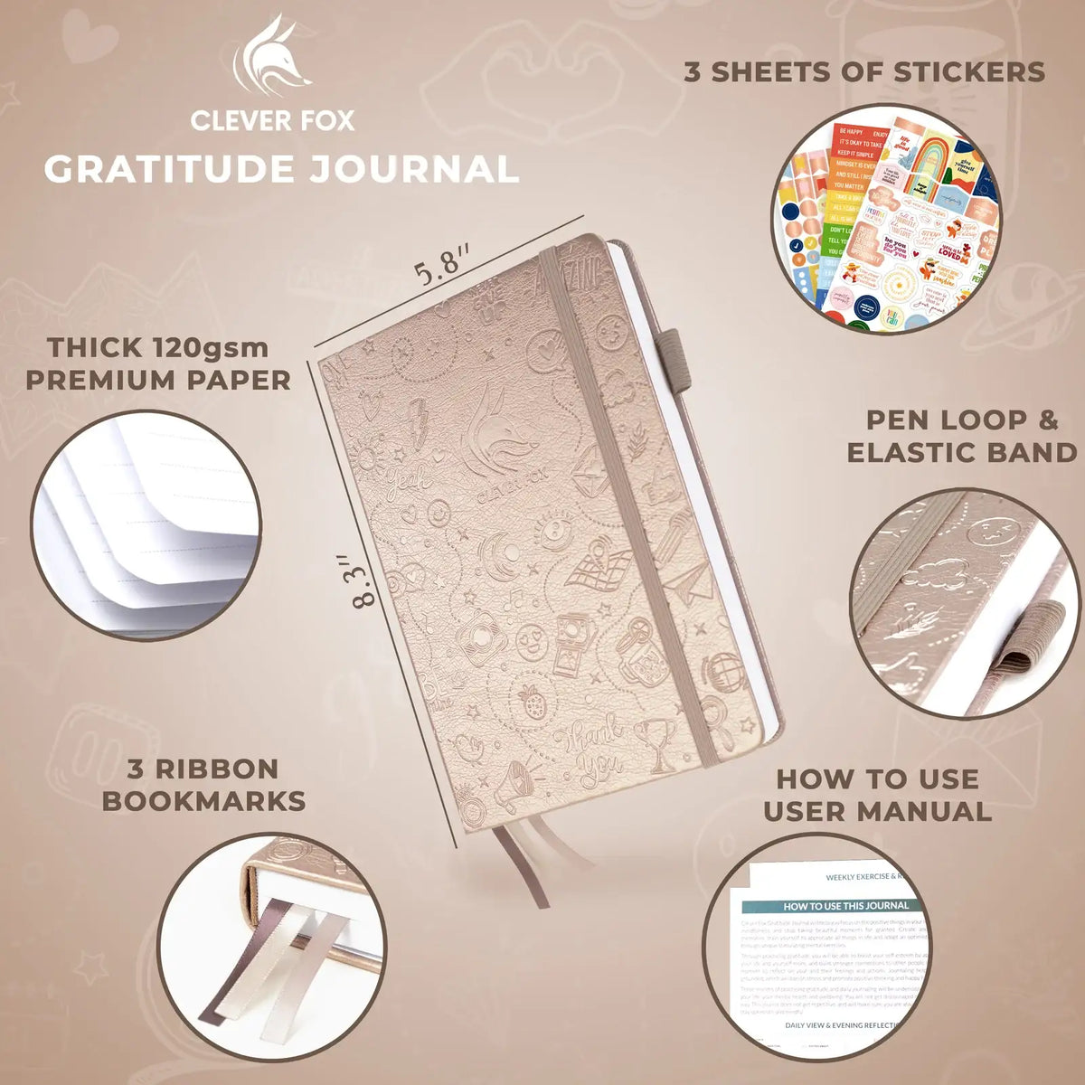 Gratitude Journal with 3-Month Guided Prompts, Daily Reflections, Weekly Trackers and A5 Writing Space
