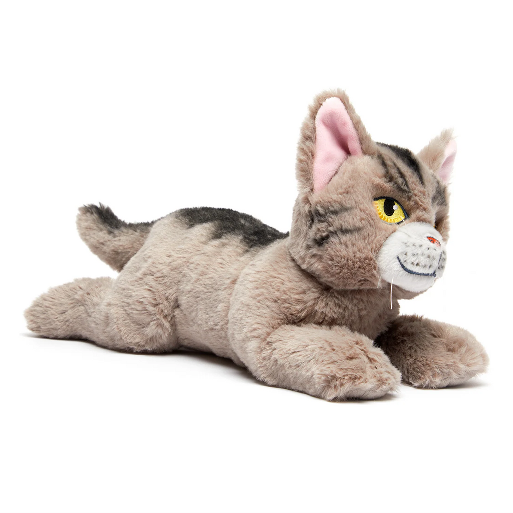 Graystripe Large Plush Cat with a Dark Gray Stripe and Clan Paw Symbol, Approximately 35 cm Long