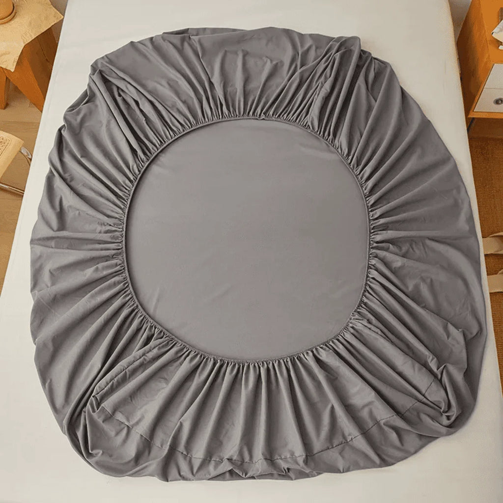 Grounding Fitted Bed Sheet in White or Grey, Sized from Single to King for Your Bedroom Bedding