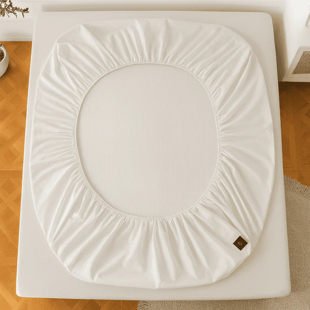 Grounding Fitted Bed Sheet in White or Grey, Sized from Single to King for Your Bedroom Bedding