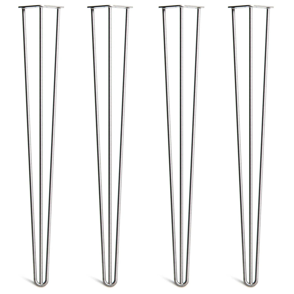 Hairpin Table Legs for Breakfast Bars and Kitchen Islands, 86cm Set of 4 in a Three-Rod — 3 Rod / Raw Steel / 10mm (Classic)